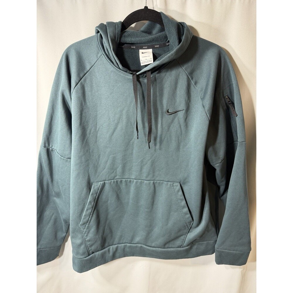 EUC Nike Therma-FIT Hoodie Sz 2X Zip Pocket Left Arm Pullover Fitness Sage Green